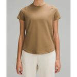 Lululemon Love Curved-Hem Crewneck T-Shirt Pima Cotton Camel Brown size 10 Photo 2