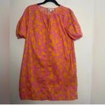 Free Assembly Pink and Orange Floral Shirred Short Sleeve Dress Pockets Photo 1