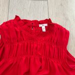 Joie  Women’s Red High Neck Sleeveless Smocked Blouse Sz Small Photo 2