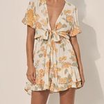Kivari Blake Tie Front Floral Mini Dress Sz 6 Yellow Photo 0