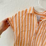 LOLA RIVER Orange White Striped Resort Casual Button Up Short Sleeve XS Photo 2