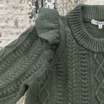 Madewell Hollydene Ruffle-Shoulder merino wool blend Pullover Sweater size XS in Green Photo 4