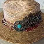 Bonanza Hats Turquoise Feather Coastal Cowgirl Boho Chic Western Festival Hat Tan Photo 1