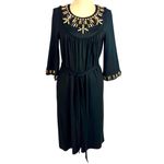 Milly Beaded Black Santana Knit Dress S Tie Belt Elegant Day To Night LBD Luxury Photo 1