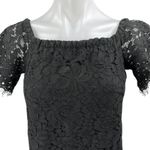DO+BE  Women's Black Floral Lace Off The Shoulder Shift Tunic Mini Dress Size S Photo 2