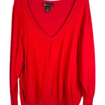 Lane Bryant  Plus Size 26 28W Sweater Pullover Red V Neck Long‎ Sleeve Knit 1237 Photo 0