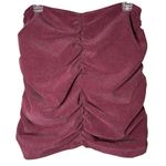 ZARA Burgundy Corduroy Ruched Draped Mini Skirt Bodycon Sz Large Fitted Sexy Photo 4