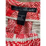 Willi Smith  Women's 100% Linen Crop Capri Pant 10 Red Swirl Print Art Deco Artsy Photo 2