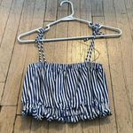MDS Stripes Blue & White Striped Crop Top Size 0 Photo 0