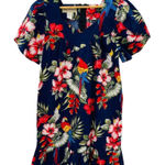Vintage Blue Hawaii Muumuu Dress Womens Medium Blue Parrot Floral Print Cotton Photo 0