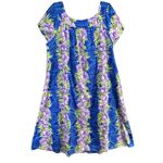 Vintage Royal Creations Dress 3XL Blue Purple Floral Hawaiian Aloha MuuMuu Vtg Size 3X Photo 4