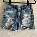 American Eagle Women’s Highest Rise Baggy Distressed Denim Jean Shorts Size 4 Photo 0