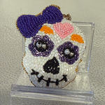 Beaded Skull Keychain with Bow Photo 0