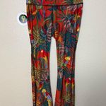 New NWT YOGA democracy Split Flare Pant In Tropical Paradise Red Photo 1