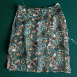 Cynthia Rowley Vintage Green Embroidered Silk Blend Skirt Size 8 Photo 0