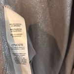 Chico's Size 1 M Metallic Shimmer Top Pewter Silver Stretch Knit 3/4 Sleeve Photo 6