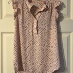 Loft  XS Heart Ruffle Henley Shell Sleeveless Top Light Pink Photo 0