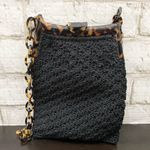 Vintage CHRISTIAN LIVINGSTON Black Crochet Tortoise Chain Clutch Shoulder Bag Photo 2