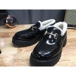 Steve Madden Lando Shoes Women Sz 6.5 Black Leather Chunky Lug Horsebit Loafers Photo 2