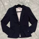 H&M  Dark Black Navy Women's Blazer Birdseye Weave Classic Lined Photo 7