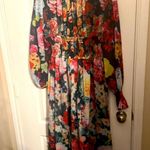 Vibrant Floral Long Sleeve Dress Pink Size L Photo 0