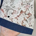 Michael Simon White Cotton Crochet Lace Denim Trim Tailored Jacket Top PS P S Photo 4