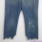 Free People NEW  paint‎ splatter raw hem cropped Maggie straight jeans, 31 Photo 7