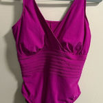 Aqua Green NWT  Ruched Purple Magenta One Piece‎ Swimsuit V-Neck Slimming XL Photo 0
