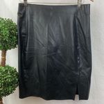 Ann Taylor Black Faux Leather Knee Length Skirt 10P Photo 0