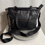DKNY  Black Faux Leather Tote Bag Shoulder Crossbody Zippered Work Purse Photo 0