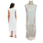 Koch Kenyan Silk Cotton Tie Waist Mixed Media Maxi Dress Caftan Photo 1