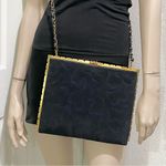 Vintage INDUSTRIA ARGENTINA Navy Midnight Blue Suede Clutch Quilted Chain Bag Photo 2