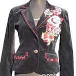 Cache  Black Velvet Elaborate Textured Embellished Lined Jacket NWT New $288 Photo 2