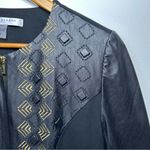 Peter Nygard black faux leather and knit embellished zipper jacket sz S Photo 10