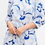 Loft  Linen Blend Dress Blue Floral A-Line Soft Coastal Breezy Career Large Tall Photo 0