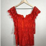 Yumi Kim  Red Lace Off Shoulder Boho Short Romper Size Medium Photo 6