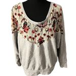 Free People  Floral Lace Long Sleeve Sweatshirt XS Women’s Gray Photo 1
