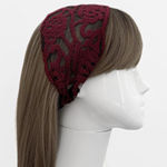 Handmade Burgundy Embroidered Lace Black Mesh Headband Photo 0