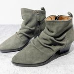 Kelsi Dagger Brooklyn Ego Suede Ankle Boots Olive Green Point Toe Block Heel 7.5 Photo 0