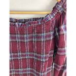 Moon River  Plaid Purple Smocked Off Shoulder Crop Top Size Medium Photo 2