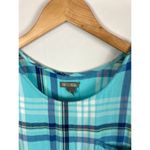 Falls Creek  Plaid Split Back Short Sleeve Top Blue Size Small Photo 2