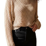 EXPRESS Open Knit Dolman Sleeve Crop Sweater Ivory With Gold Threading NWOT XS Photo 0