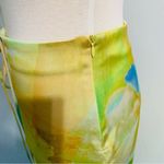 ZARA  New Bohemian Green Hight Waisted Satin Effect Strappy Printed Skirt Size M Photo 13