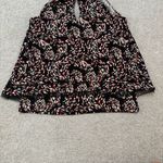 White House | Black Market Black and Pink Abstract Print Layered Blouse Photo 3