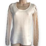 Elie Tahari Ellie Tahari extra fine merino wool cut out Creme sweater top size Xs Photo 8