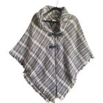 st. john's bay St. John’s Bay Plaid Tweed Asymmetrical Wrap with toggle Closure. Size Medium Photo 0
