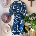 SEVENTY VENEZIA Tropical Leaf Maxi Dress Women’s‎ SIZE 42 LARGE vacation NEW Blue Photo 2