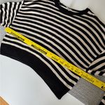 PINK - Victoria's Secret PINK Victoria’s Secret Black Ivory Striped Cropped Crewneck Sweater Sz Medium Photo 7