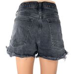Abercrombie & Fitch Black High Waist Raw Hem Mom Denim Jean Shorts Size 30 Photo 2