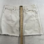 Anthropologie We The Free People Sz 25 Zip It Up Mini Denim Skirt White Distressed Frayed Hem Photo 13